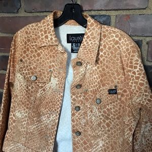 LAUREL Jeans By Escada Italy Animal  Print Jean Jacket -size 36
